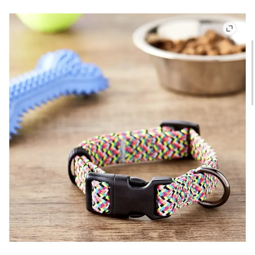 SMALL Vibrant Life Chevron Multi Color Reflective Adjustable Dog Collar 10-20lb